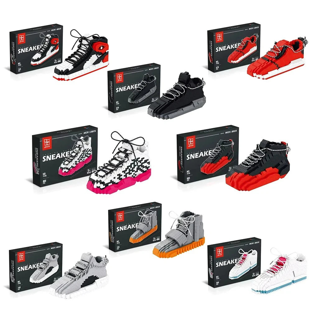 400Pcs Micro Building Block Trendy Shoe Model Youth Puzzle Assembly Toy Boys' Holiday Birthday Gift Compatible with LEGO