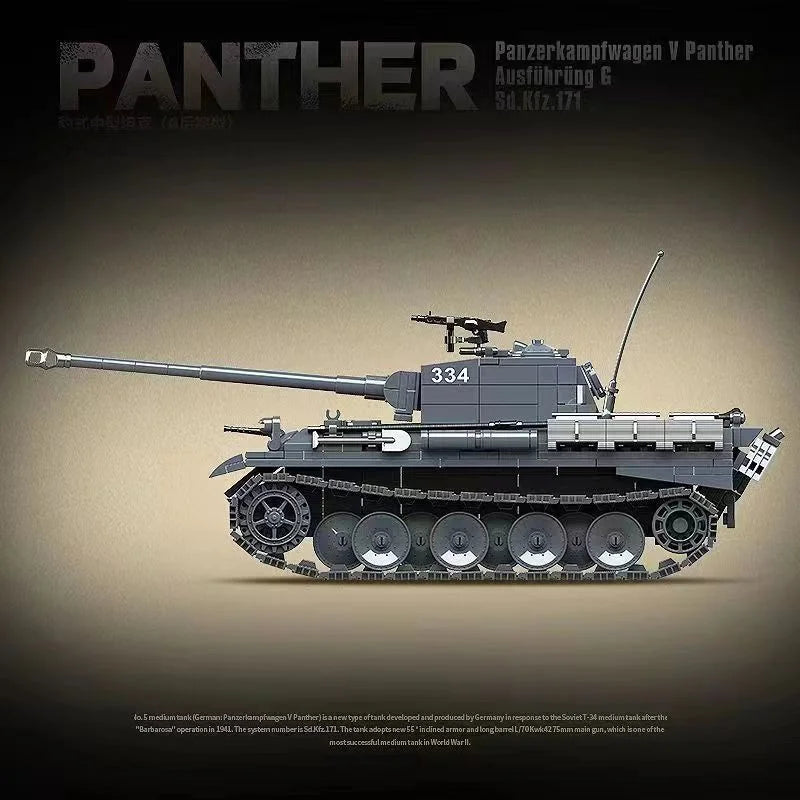 Germany Series Leopard Medium Tank G Late   Tank Military Series WW2 Tank Building Blocks  Bricks Model Set Toys for Kids Gifts