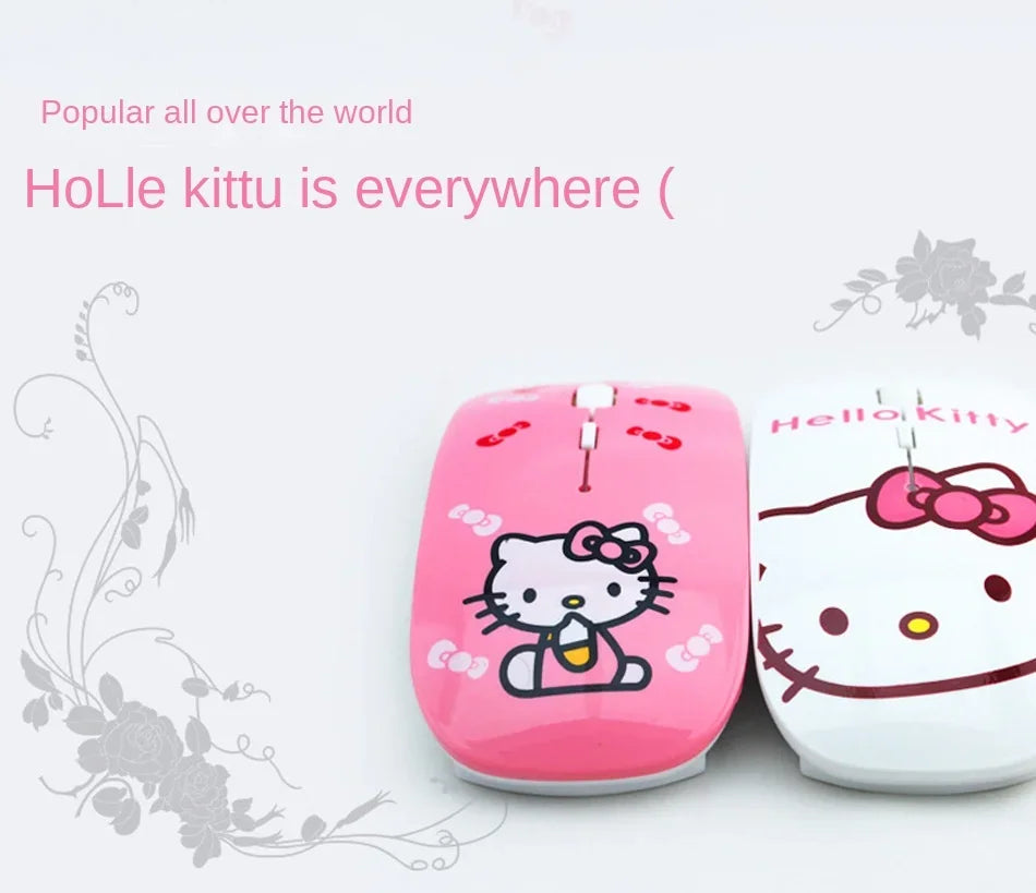 Hello Kitty Wireless Mouse Bluetooth Mouse Kawaii Ultra-thin Silent Gaming Mouse Cute USB 2.4G Mice for IPad Computer Laptop PC
