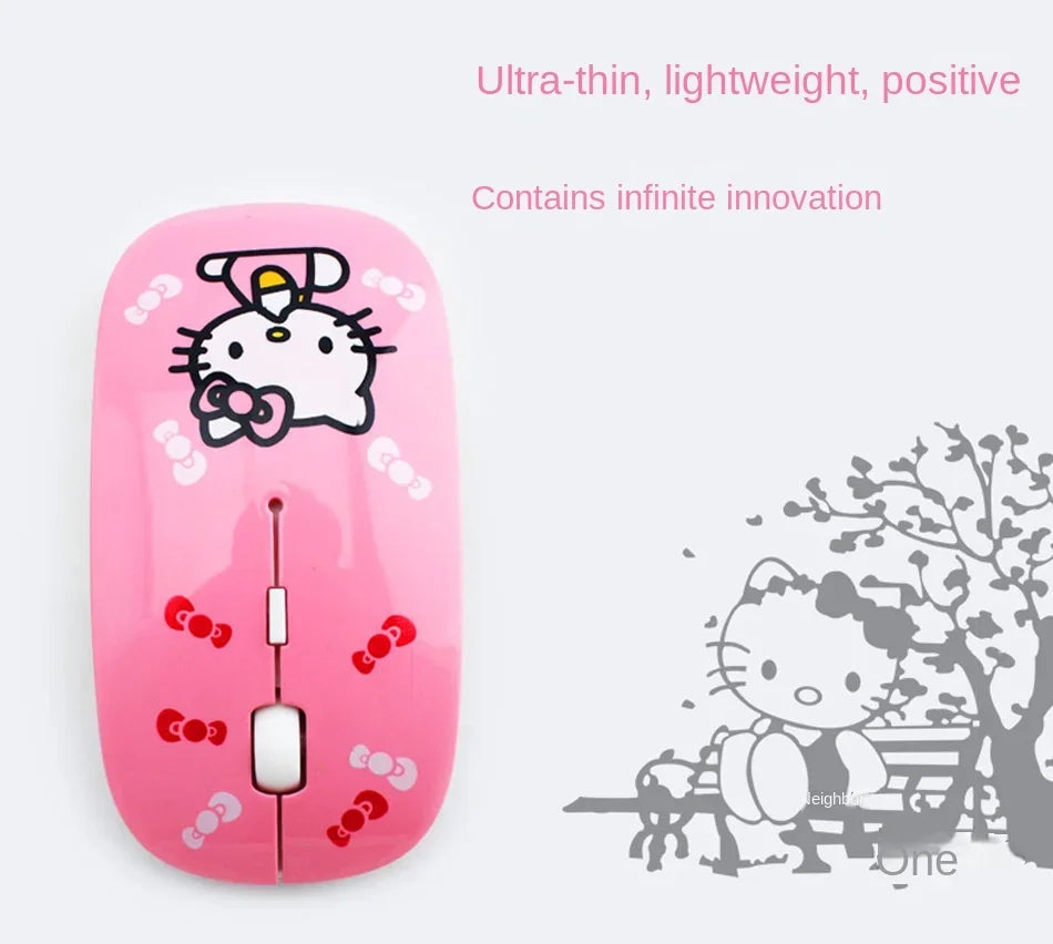 Hello Kitty Wireless Mouse Bluetooth Mouse Kawaii Ultra-thin Silent Gaming Mouse Cute USB 2.4G Mice for IPad Computer Laptop PC