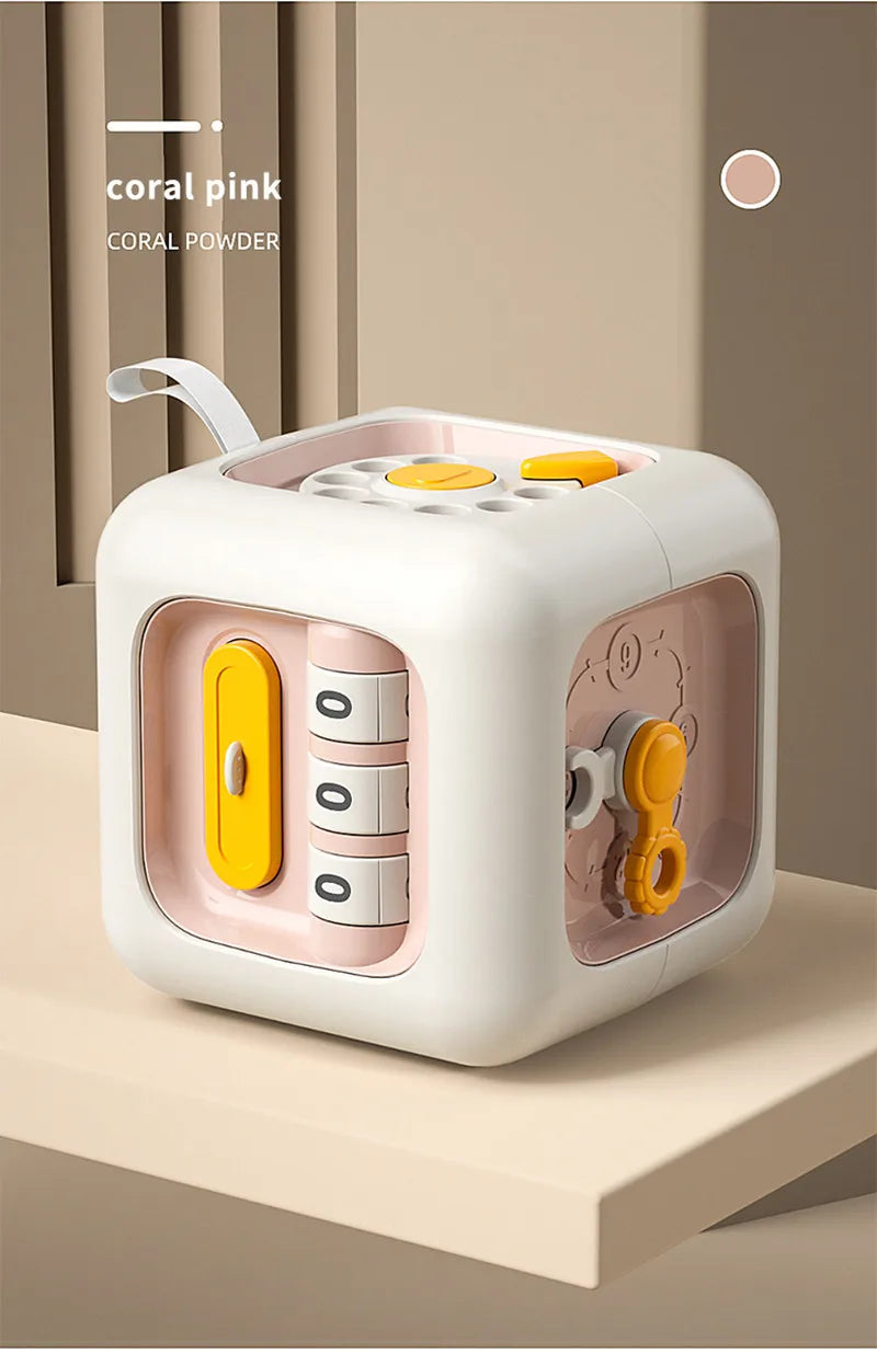 Montessori Activity Cube Baby Toys 6 in 1 Multipurpose Busy Cube Toddler Travel Toy Sensory Busy Board Educational Learning Toys