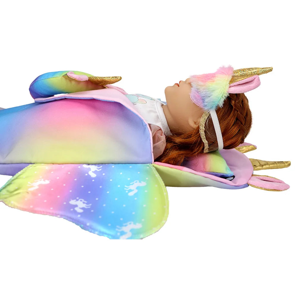 Doll Sleeping Bag for 43cm Dolls Lovely Unicorn Pillow 10-18inch Baby New Born Dolls Accessories American Girl's Birthday Gift