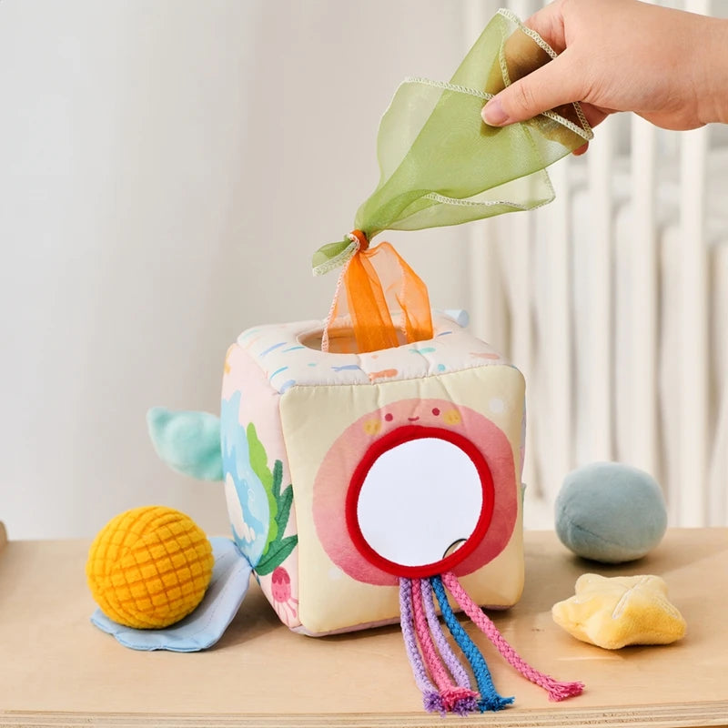 Baby Montessori Toy cotton Magic Tissue Box Finger Exercising Busy Board Game Cloth Book Cartoon Mermaid Puzzle Toy Girl's Gifts