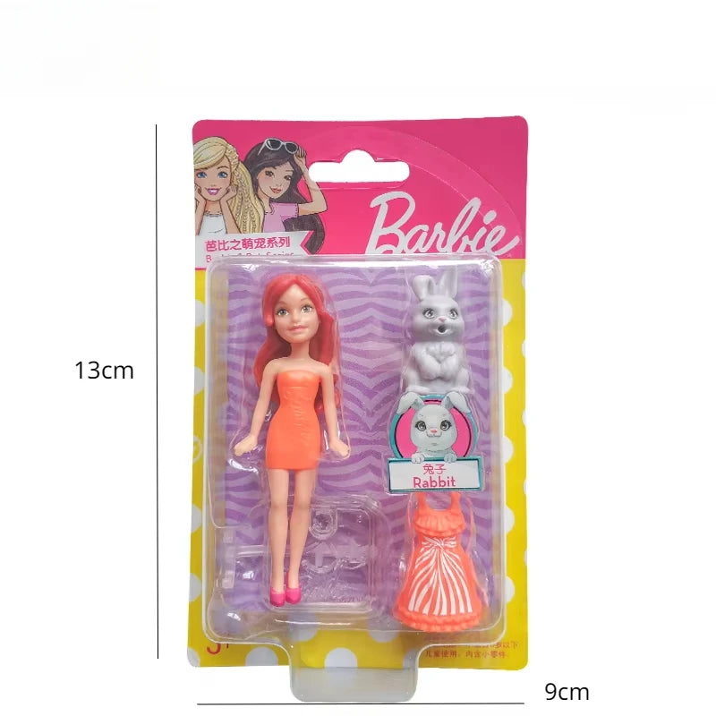 Original Mattel Mini Barbie Doll Pet Series Toys for Girls Princess Dolls Clothes Accessories 10cm Boneca Children Birthday Gift