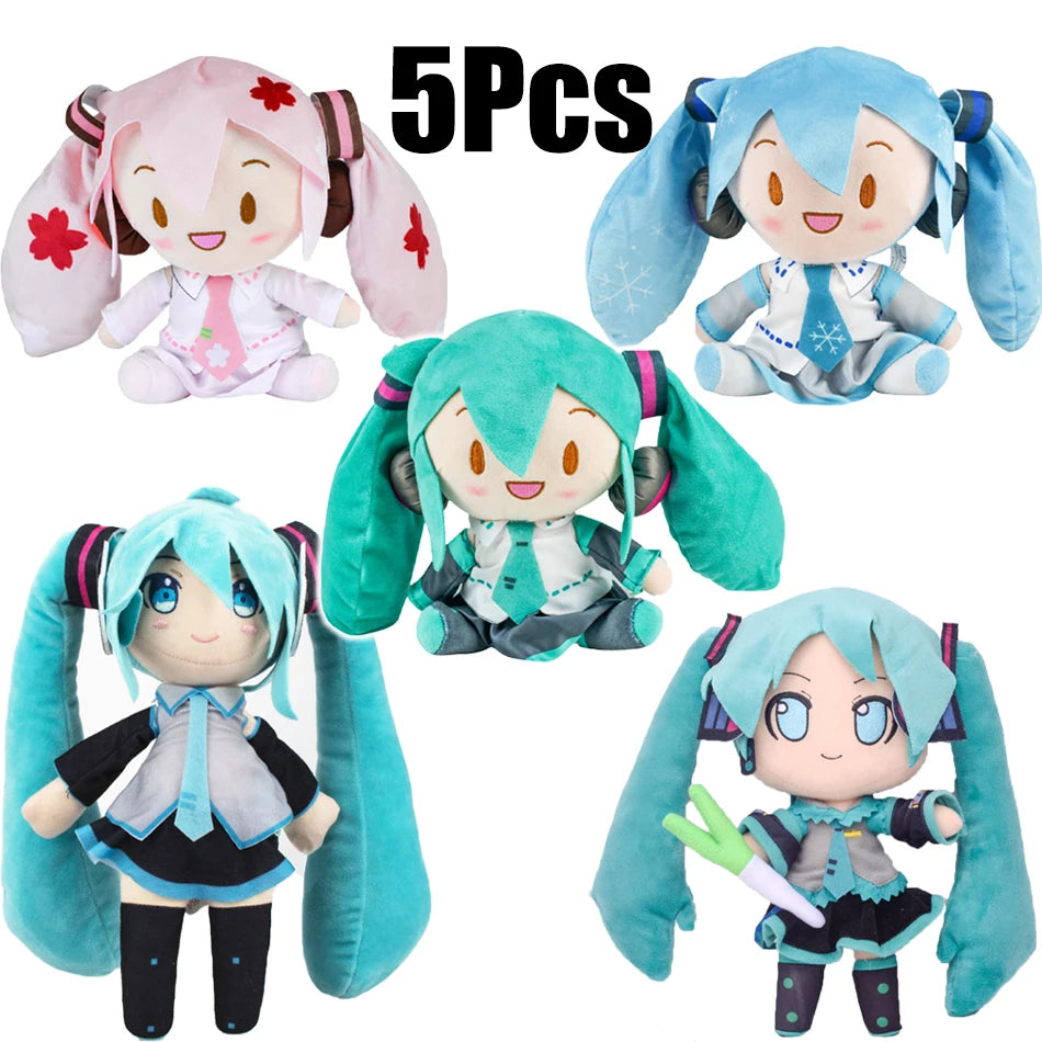 20-29cm Hatsune Miku Kawaii Q Version Fufu Figure Plush Doll Anime Peripheral Stuffed Toy Collection Model Ornament Toys Gifts