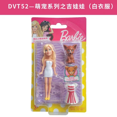 Original Mattel Mini Barbie Doll Pet Series Toys for Girls Princess Dolls Clothes Accessories 10cm Boneca Children Birthday Gift