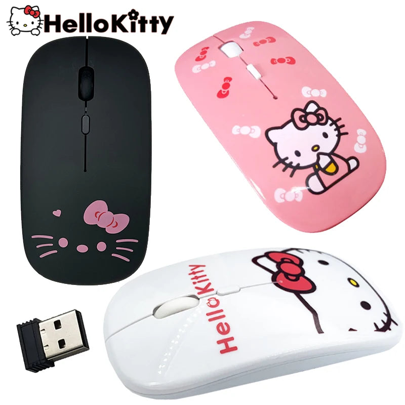 Hello Kitty Wireless Mouse Bluetooth Mouse Kawaii Ultra-thin Silent Gaming Mouse Cute USB 2.4G Mice for IPad Computer Laptop PC