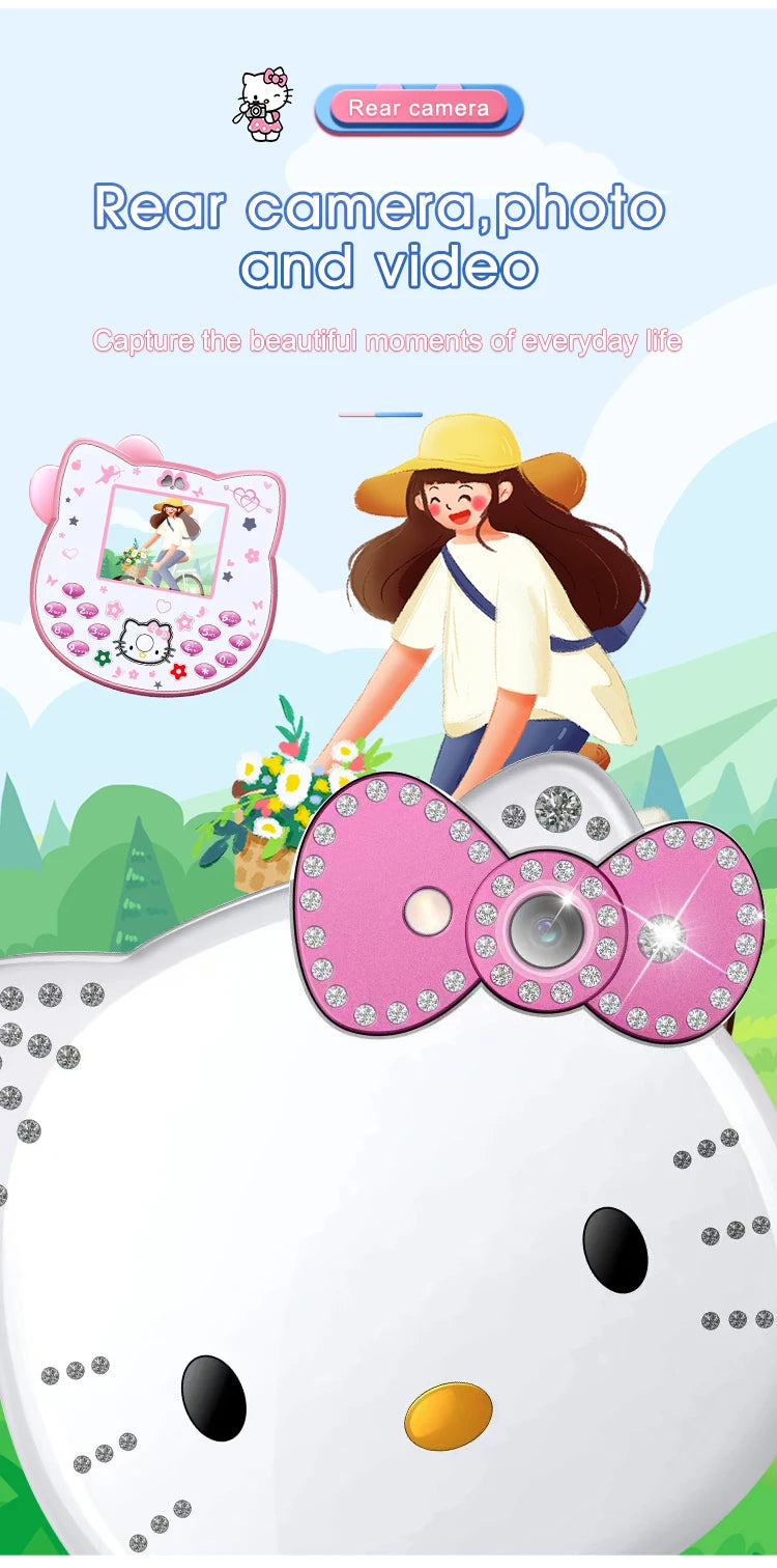 2024 Sanrio Hello Kitty Flip Phone Kawaii K688 Cartoon Kids Taiml Cute Mini Phone Birthday Fashion Girls Gifts Toys For Children