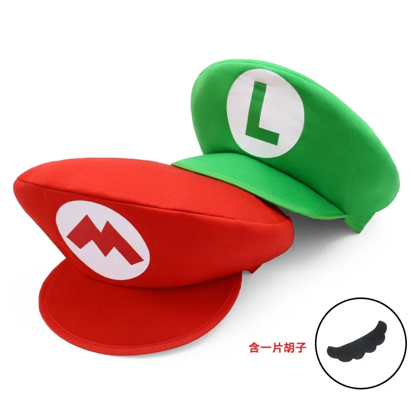 Super Mario Brothers Mario Child Hat and Mustache for Cosplay Costume