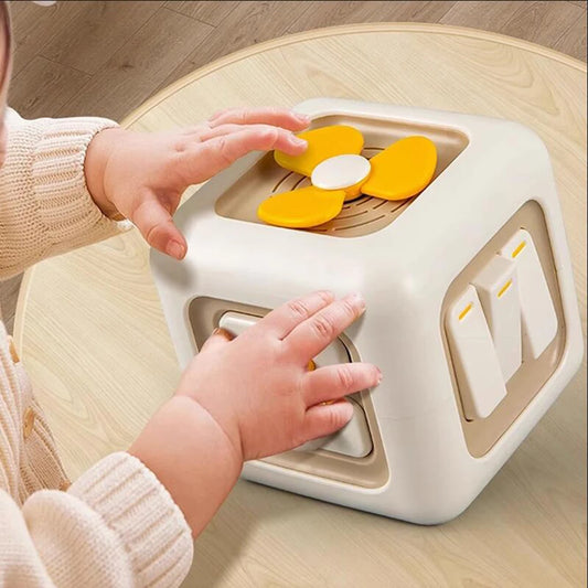 Montessori Activity Cube Baby Toys 6 in 1 Multipurpose Busy Cube Toddler Travel Toy Sensory Busy Board Educational Learning Toys