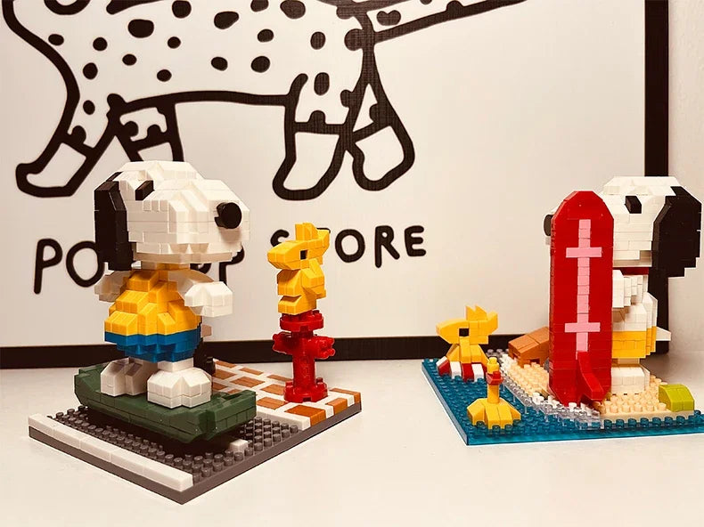 Snoopy Diamond Building Blocks Assembly Street View Model Character Scene Dog Mini Bricks Figure Toys For Christmas Gifts