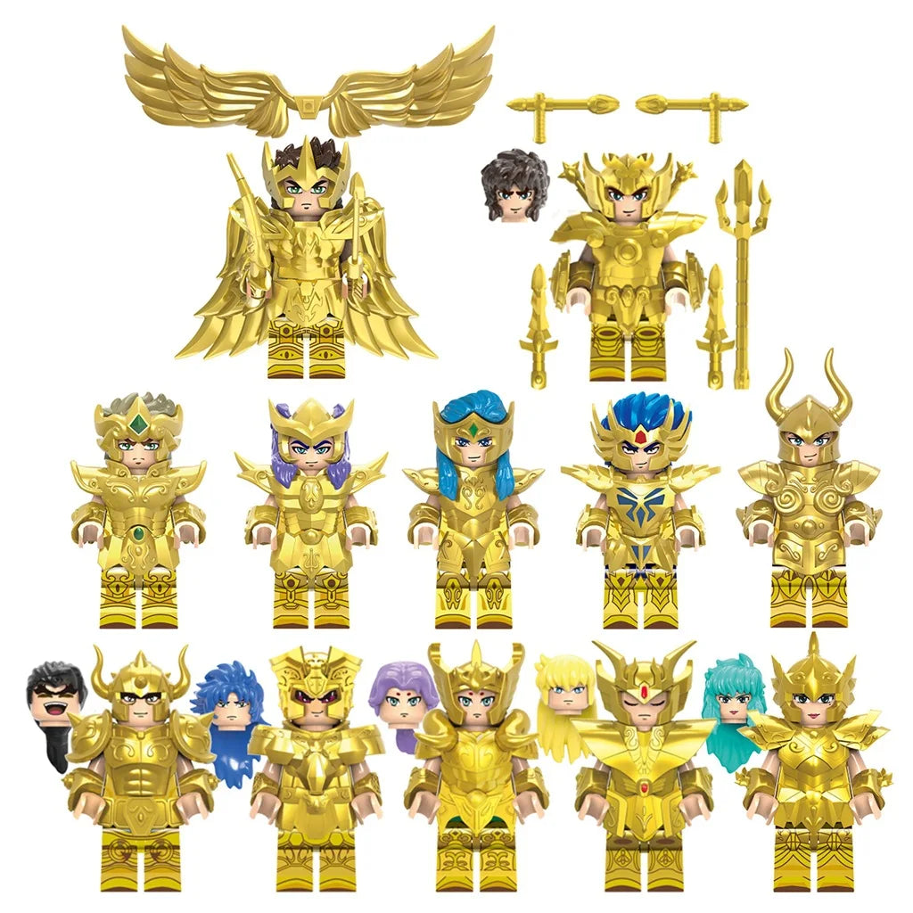 6/12Pcs/Set Anime Saint Seiya Building Blocks Athena Shiryu Ikki Golden Warrior Figures Bricks Cartoon Toys For Children Gifts