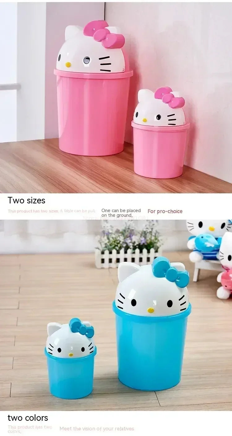 New Sanrio Hello Kitty Dustbin Trash Can Rubbish Bin Garbage Binsanrio Kawaii Trash Can Living Room Bedroom Toilet Paper Basket