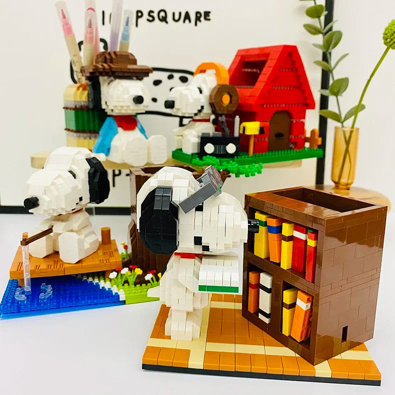 Snoopy Diamond Building Blocks Assembly Street View Model Character Scene Dog Mini Bricks Figure Toys For Christmas Gifts