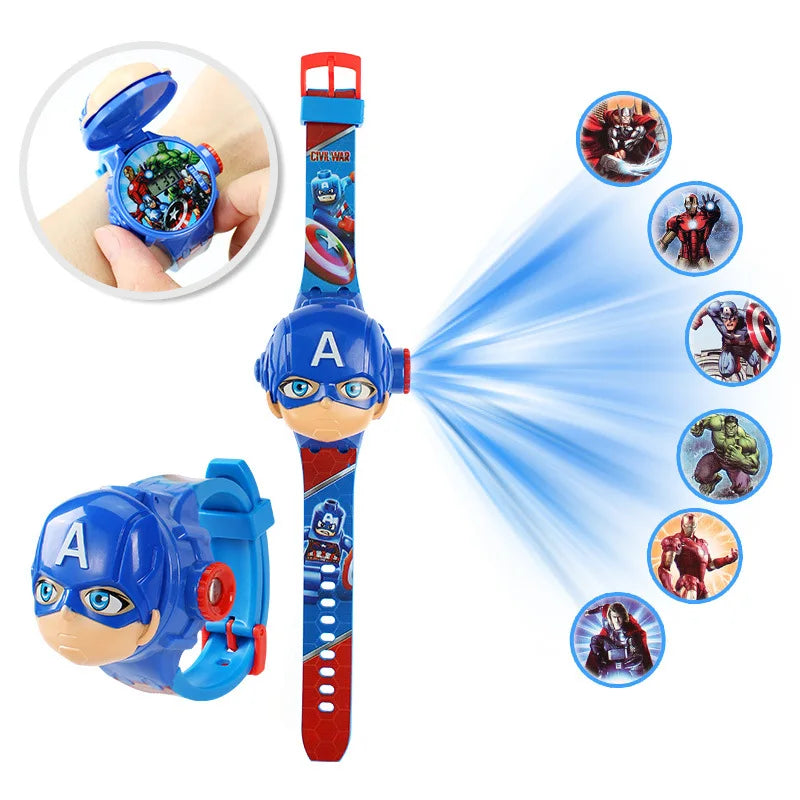 New Cartoon Mickey Mouse Minnie Projection Watch for Children Toys Spiderman Kids Watches Girls Student Gift Digital Clock