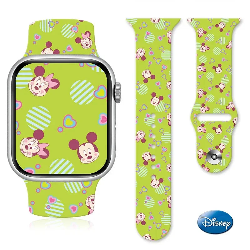 Disney Mickey Mouse Watchband Soft Silicone Strap for Apple Watch Band Ultra 49mm 44mm 45mm 42mm 41mm 42mm Iwatch Series 7 6 5 4
