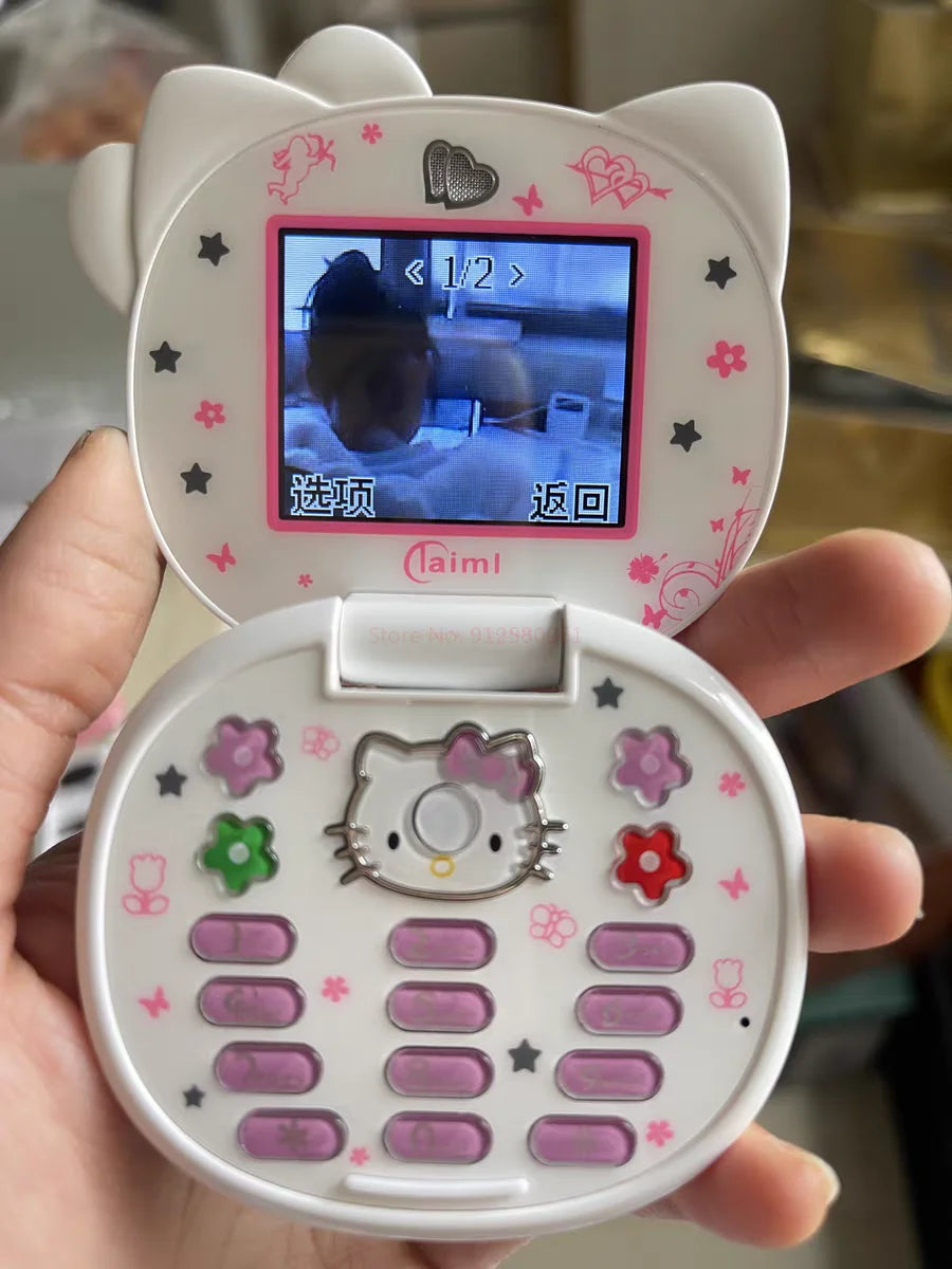 2024 Sanrio Hello Kitty Flip Phone Kawaii K688 Cartoon Kids Taiml Cute Mini Phone Birthday Fashion Girls Gifts Toys For Children