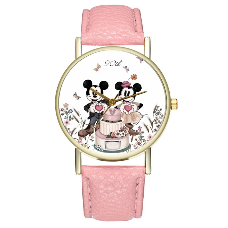 Disney Stitch Mickey Mouse Women Men Fashion Watch Stainless Steel Casual Quartz Watch Gift kids Party Birthday Gifts Watch