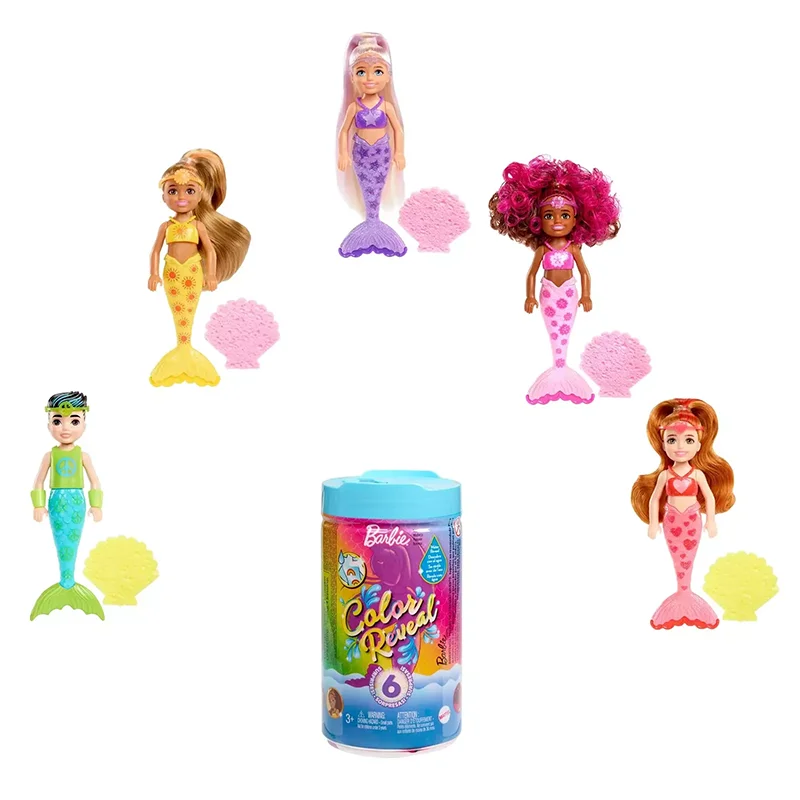 Barbie Color Reveal Doll Accessories with Surprises Mermaid Series Party Water Reveal Series Neon Tie-Dye Series Toy Kids Gift