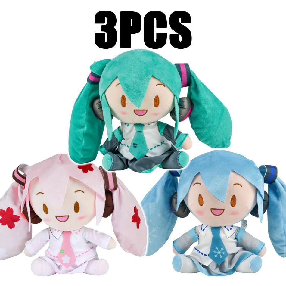 20-29cm Hatsune Miku Kawaii Q Version Fufu Figure Plush Doll Anime Peripheral Stuffed Toy Collection Model Ornament Toys Gifts