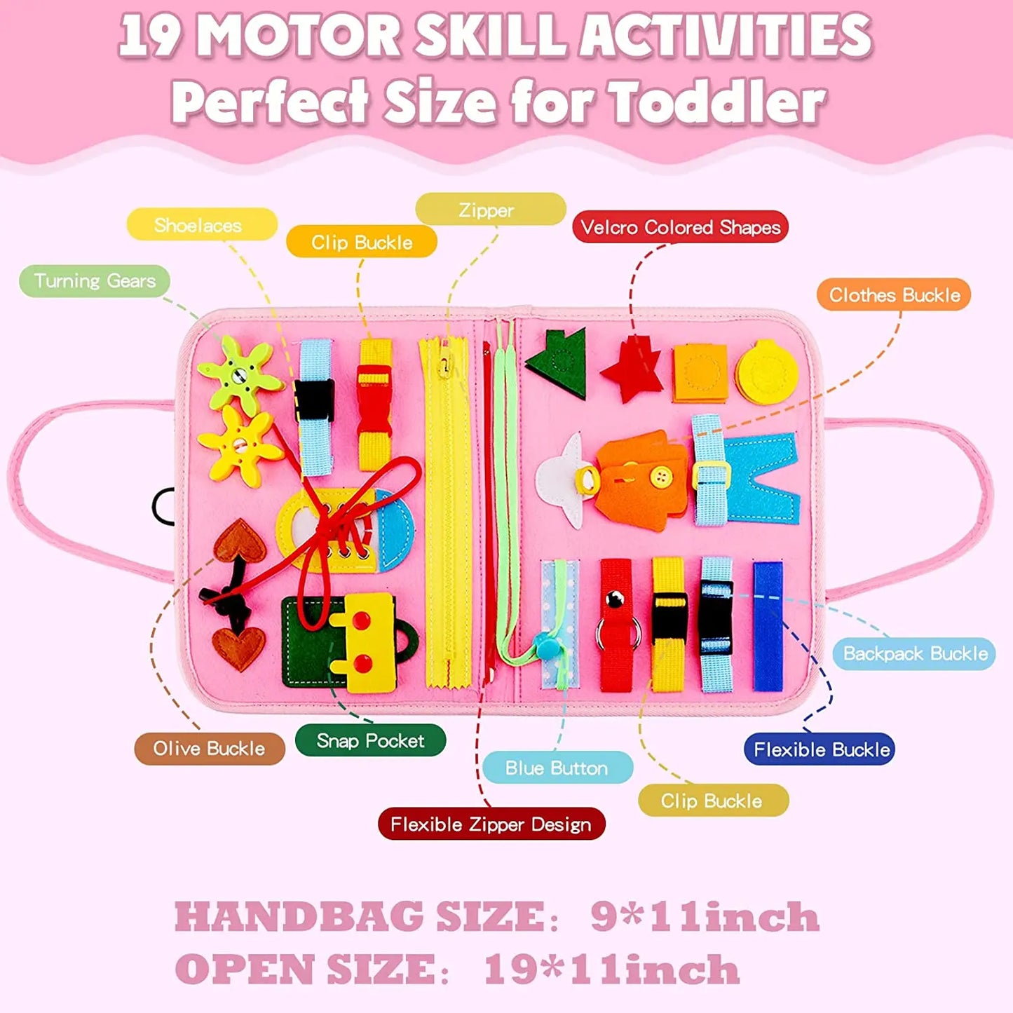 Montessori Toys Busy Board Toddler Sensory Activity Developing Board for Motor Skills， Educational Travel Activity Toys