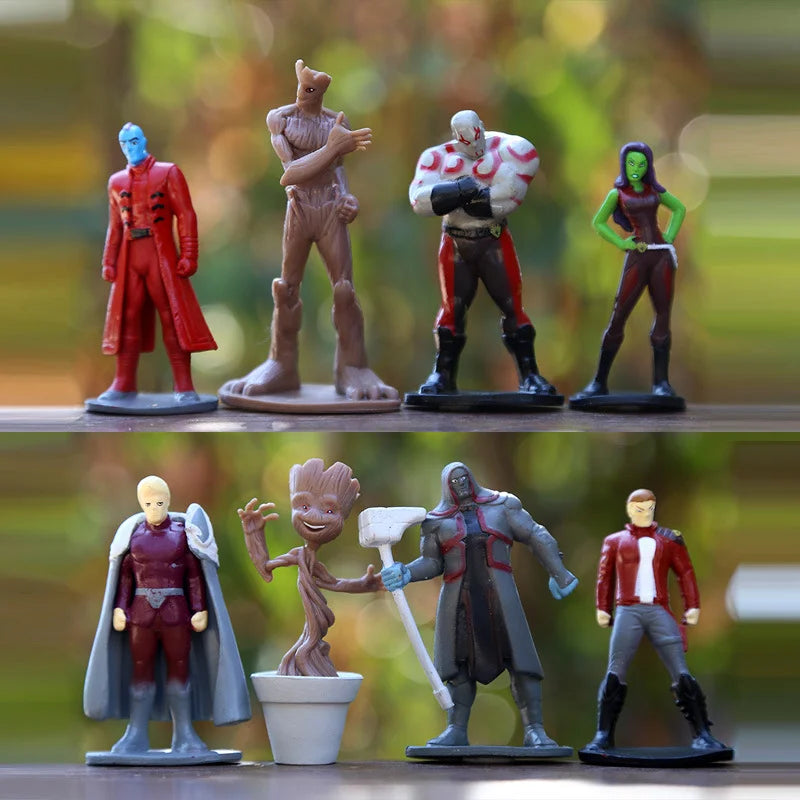 12pcs Marvel Guardians of The Galaxy Star Lord Groot Gamora Rocket Raccoon Drax Action Figure Toys PVC Model Doll Birthday Gift