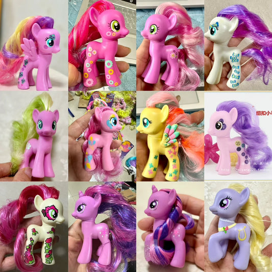 8cm Hasbro My Little Pony Twilight Sparkle Rainbow Dash Applejack YoYo Action Figures Colorful Hair Pony Model Toys Kids Gifts