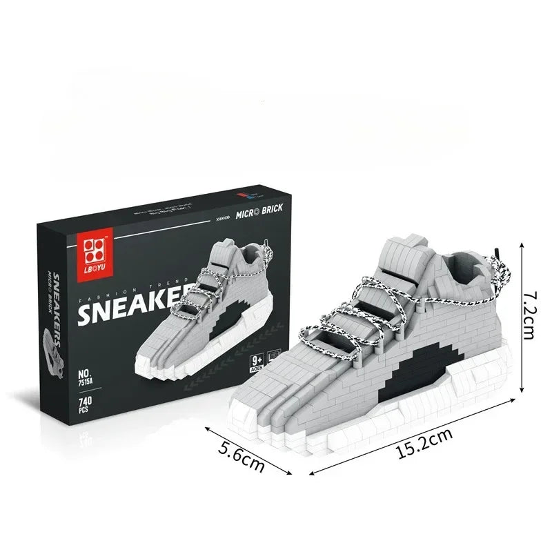 400Pcs Micro Building Block Trendy Shoe Model Youth Puzzle Assembly Toy Boys' Holiday Birthday Gift Compatible with LEGO