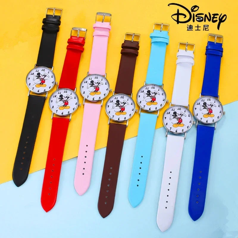 2024 Disney Mickey Mouse watch Minnie Mouse Anime Figure Children watch For Kids Boys Girls Cartoon watches Gifts Toys With Box