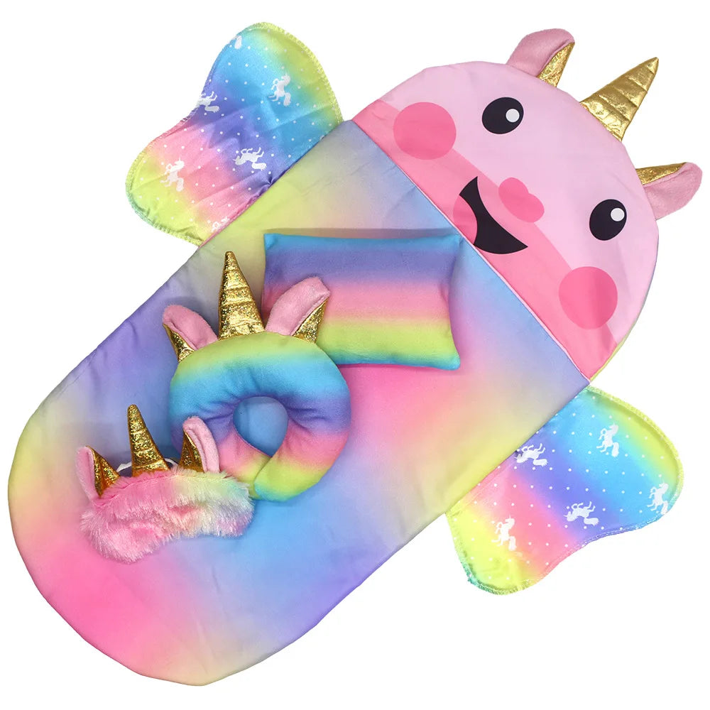 Doll Sleeping Bag for 43cm Dolls Lovely Unicorn Pillow 10-18inch Baby New Born Dolls Accessories American Girl's Birthday Gift