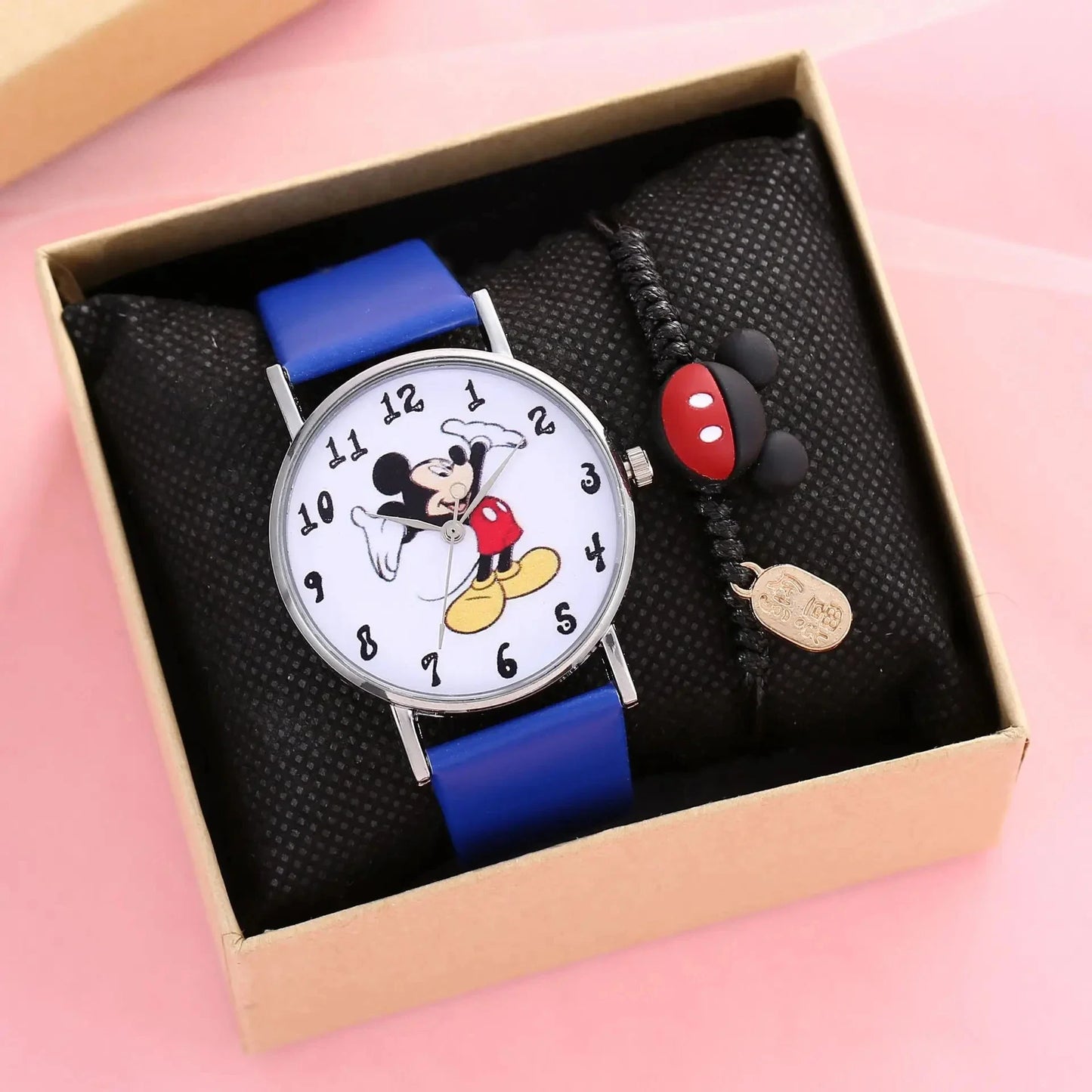 2024 Disney Mickey Mouse watch Minnie Mouse Anime Figure Children watch For Kids Boys Girls Cartoon watches Gifts Toys With Box