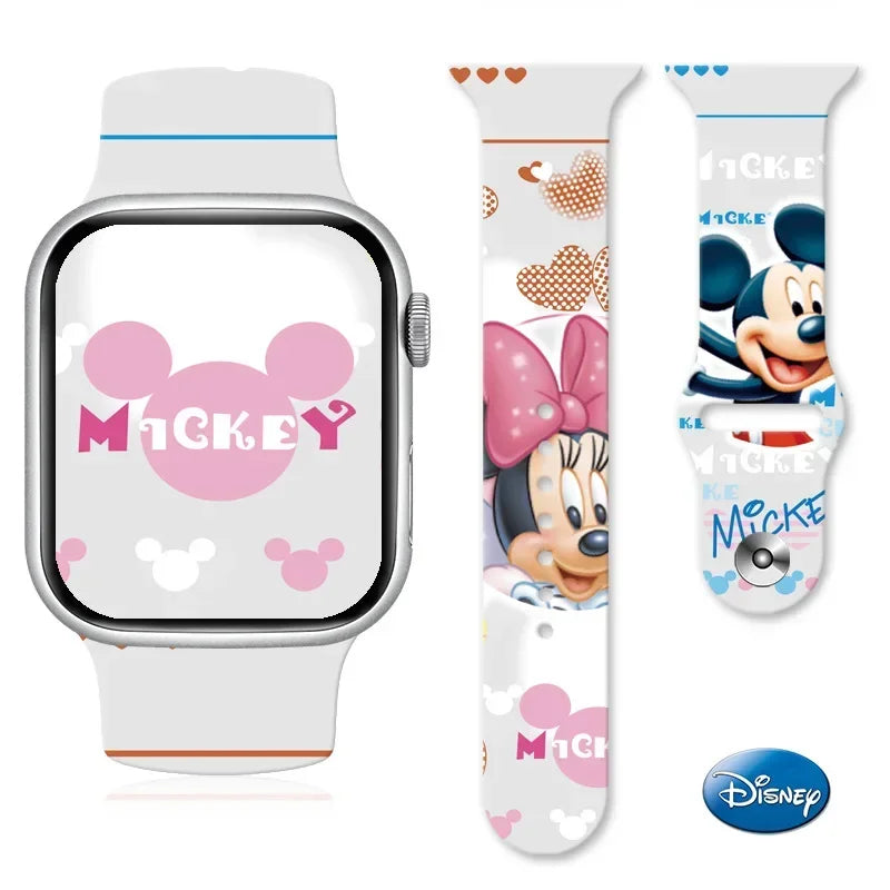 Disney Mickey Mouse Watchband Soft Silicone Strap for Apple Watch Band Ultra 49mm 44mm 45mm 42mm 41mm 42mm Iwatch Series 7 6 5 4