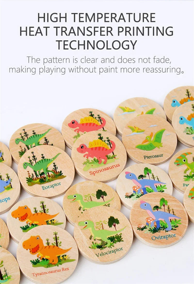 Memory Game Dinosaur Matching Toy Preschool Matching Board Game For Early Learning Development Wooden Games Summer Party Gift