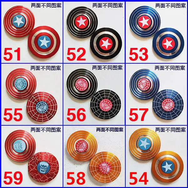 Marvel Spider-Man Captain America Metal Fidget Spinner Creative Personality Cool Decompression Fidget Spinner Children's Toy