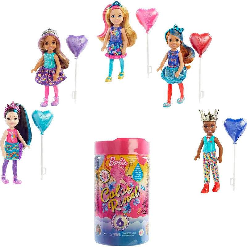 Barbie Color Reveal Doll Accessories with Surprises Mermaid Series Party Water Reveal Series Neon Tie-Dye Series Toy Kids Gift