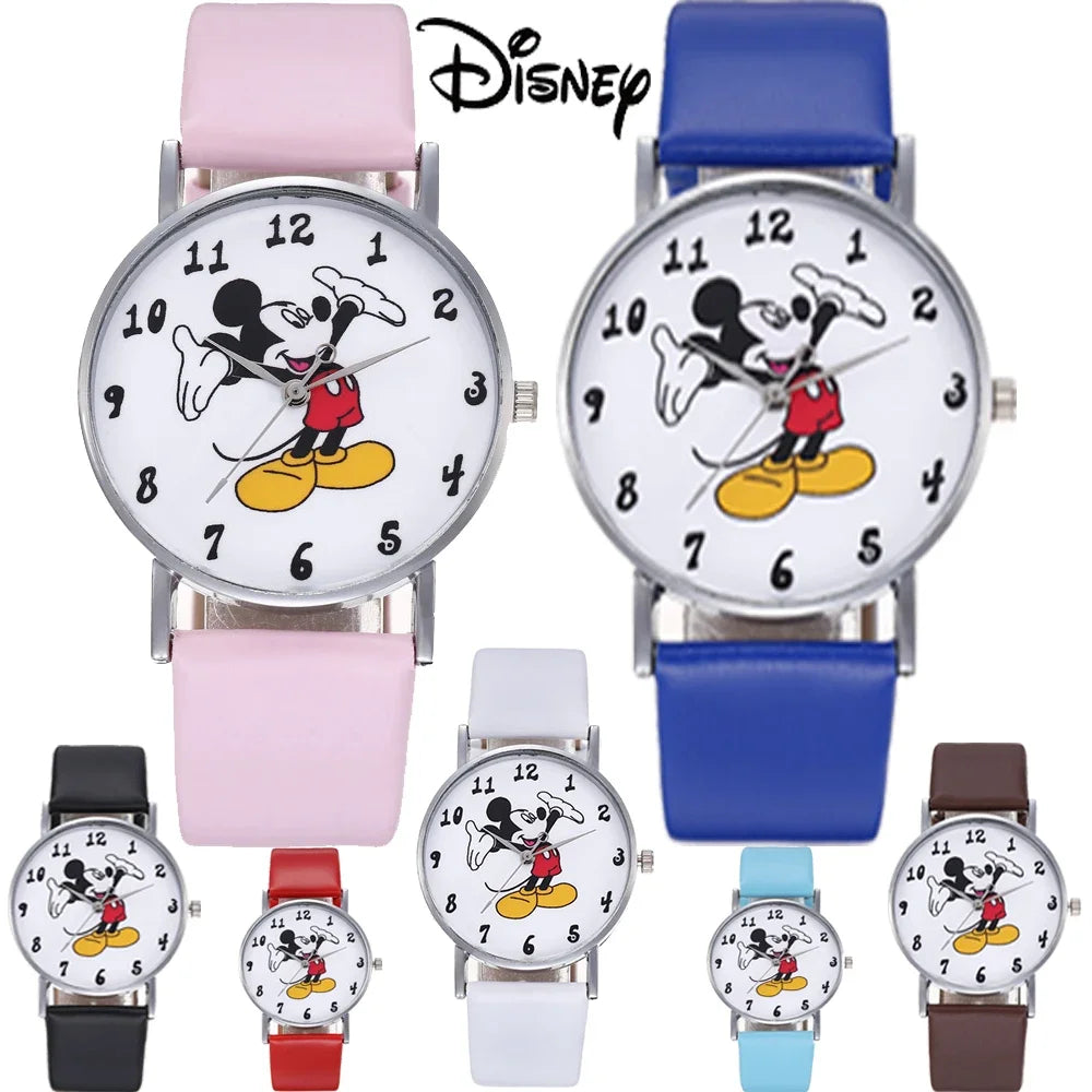 2024 Disney Mickey Mouse watch Minnie Mouse Anime Figure Children watch For Kids Boys Girls Cartoon watches Gifts Toys With Box