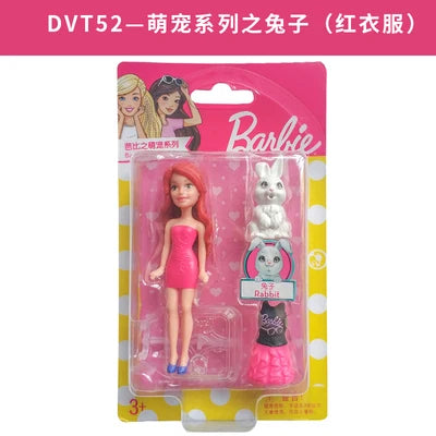 Original Mattel Mini Barbie Doll Pet Series Toys for Girls Princess Dolls Clothes Accessories 10cm Boneca Children Birthday Gift