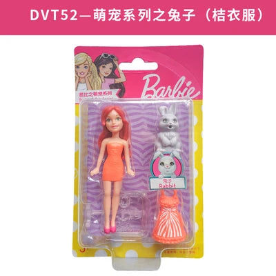 Original Mattel Mini Barbie Doll Pet Series Toys for Girls Princess Dolls Clothes Accessories 10cm Boneca Children Birthday Gift