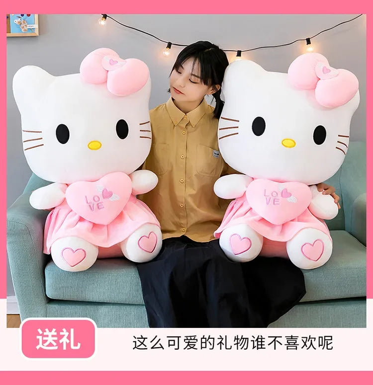 23cm Sanrio KT Cat Plush Toys Pillow Kawaii Anime KT Cat Plush Doll Soft Stuffed Cartoon Cute Pink Doll Birthday Gift For Girls
