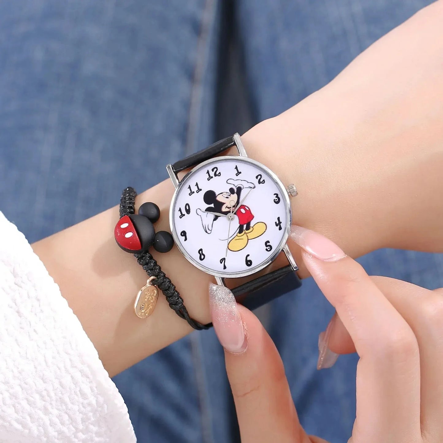 2024 Disney Mickey Mouse watch Minnie Mouse Anime Figure Children watch For Kids Boys Girls Cartoon watches Gifts Toys With Box