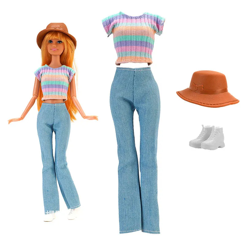 30cm Doll Clothes For Dolls Fashion Shirt+Pants Hat Shoes Coat Clothes For Girl Dolls Boy Children's Gift Doll House Accessories