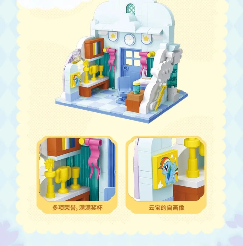 My Little Pony Building Blocks Street View Twilight Sparkle Pinkie Pie Splicing Model Ornament Puzzle Toy Collection Gift