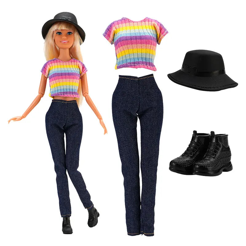 30cm Doll Clothes For Dolls Fashion Shirt+Pants Hat Shoes Coat Clothes For Girl Dolls Boy Children's Gift Doll House Accessories