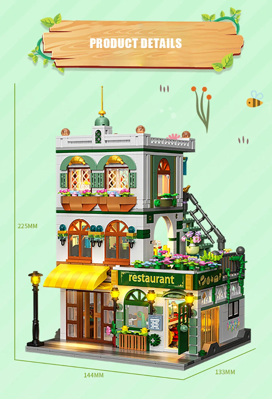 Creative Street View Wedding Salon Manor Garden House Coffee Shop Model Building Blocks City Architecture Mini Bricks Toys Gifts