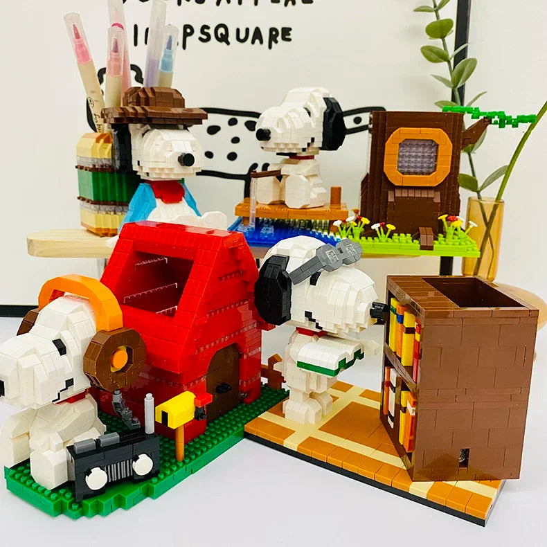 Snoopy Diamond Building Blocks Assembly Street View Model Character Scene Dog Mini Bricks Figure Toys For Christmas Gifts