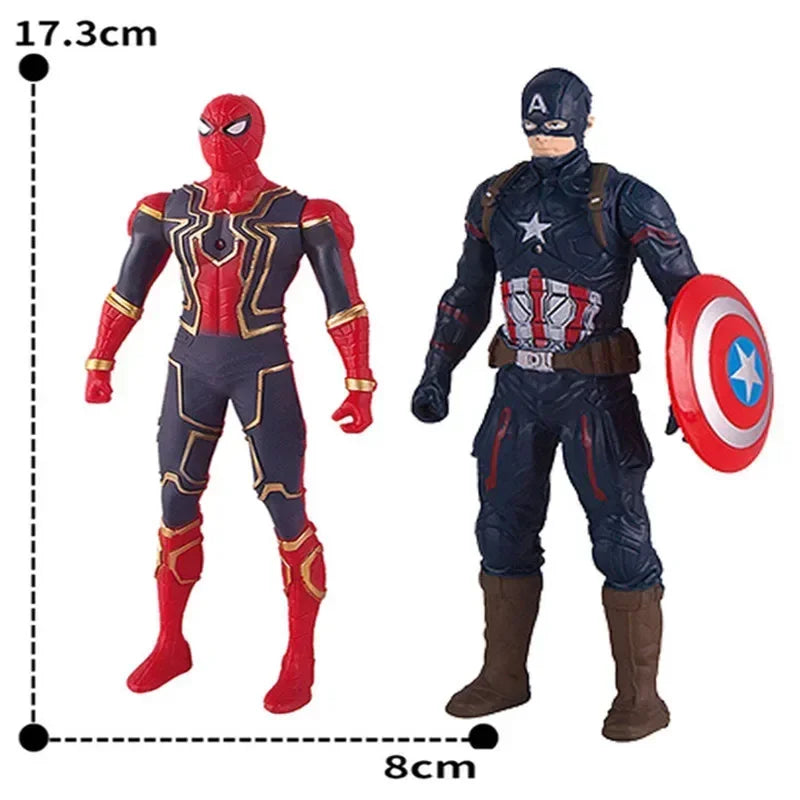 17Cm Children Toys Disney Anime Figures Spiderman Hulk Action Figure Iron Man Cartoon Kids Toy Christmas Gift Glow Doll Hobbies