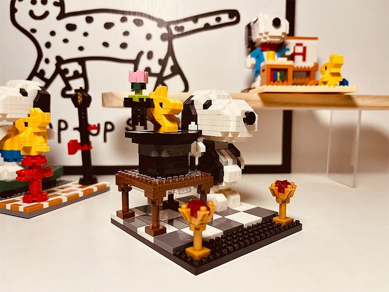 Snoopy Diamond Building Blocks Assembly Street View Model Character Scene Dog Mini Bricks Figure Toys For Christmas Gifts