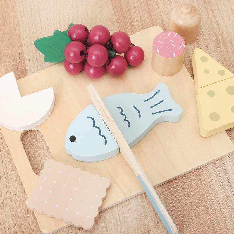 Wooden simulation vegetable salad breakfast french fries toy fruit salad popsicle house American food combination set