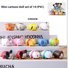 14pcs Kawaii Disney Tsum Tsum Mickey Mouse Cartoon Cute Mini Bean Figure Car Mini Accessories Decoration Gifts For Children