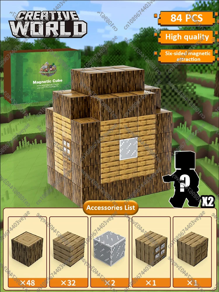 Magnetic Building Blocks Kid Toys Magnet Cube Set Mine World for Age 3+ Boys Girls DIY Model Children Magnets Toys Sensory Gifts